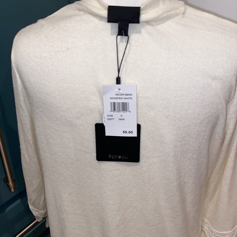 NWT BOBEAU Lace Marled Open Cardigan In Whisper White - Picture 7 of 8